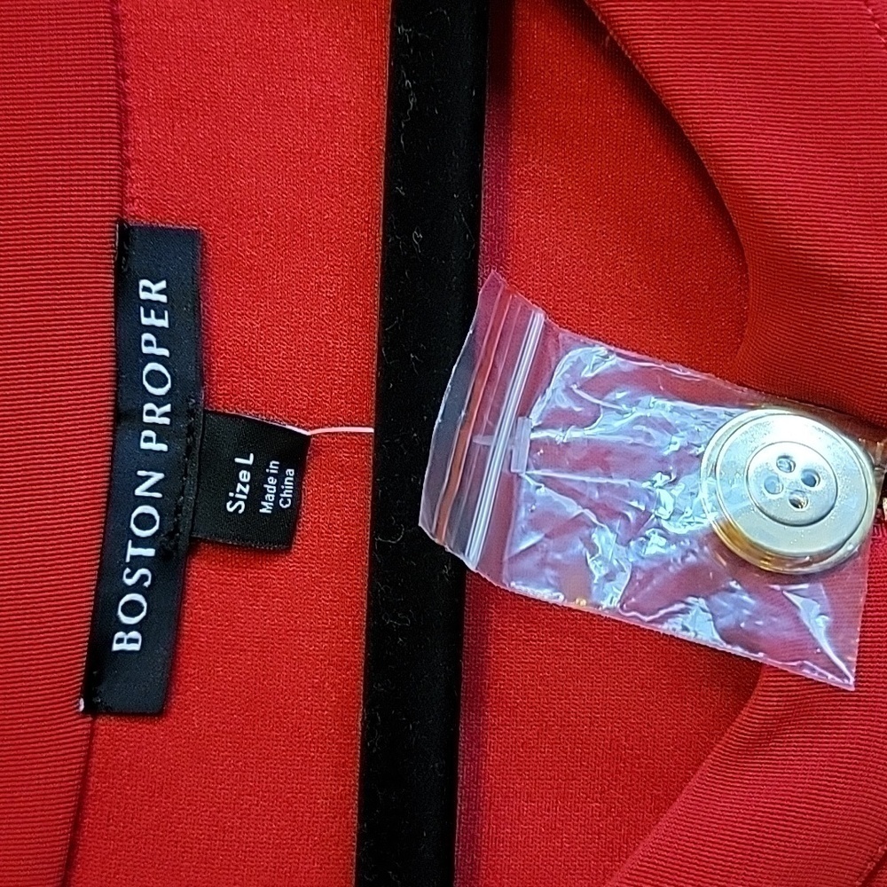 Boston Proper-Red long sleeved knit sweater with gold zippers  Size L. NWT. - Picture 3 of 13